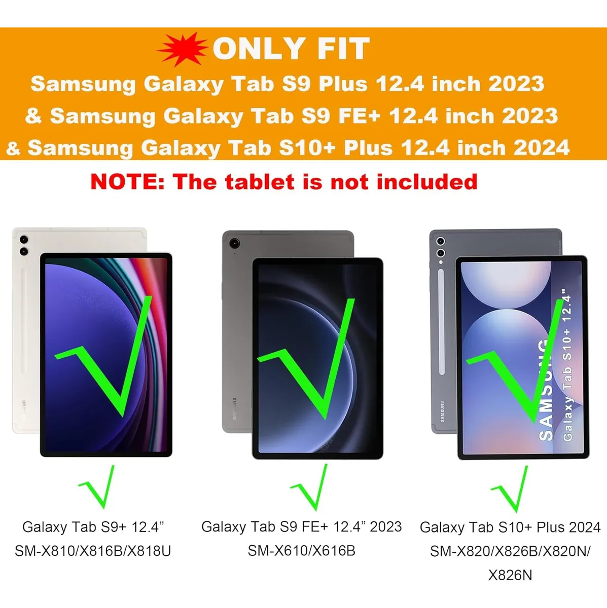 Detachable Backlit Keyboard Cas for Samsung Galaxy Tab S9 FE+, S9+, and S10+