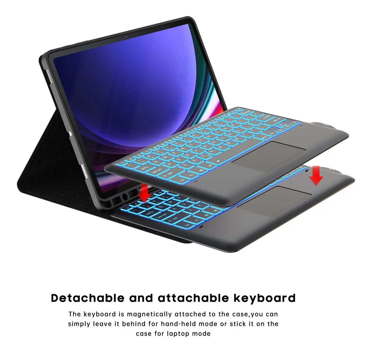 Detachable Backlit Keyboard Cas for Samsung Galaxy Tab S9 FE+, S9+, and S10+